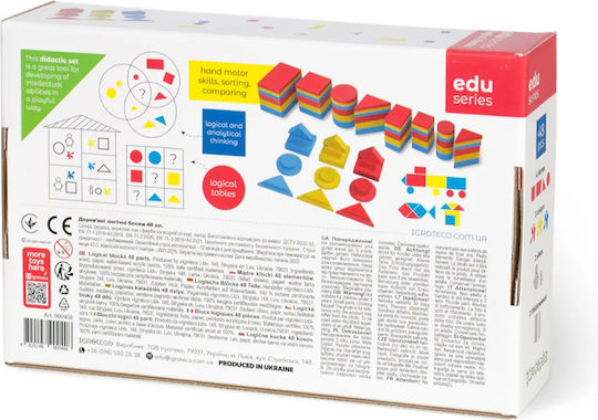 Igroteco Cuburi De Construit Educative Din Lemn Pentru 3+ Ani 48 Bucăți