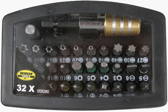 Benson Set 32 Schrauberbits Flach Kreuz Torx Inbus