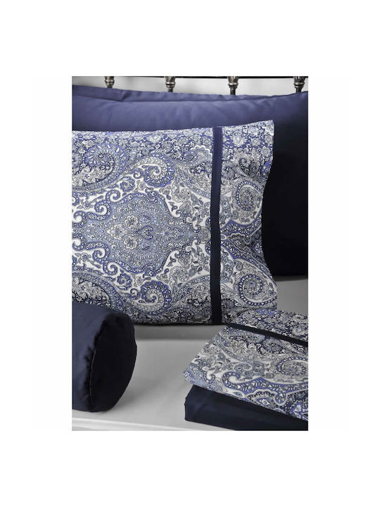 Down Town Home Bombay Σετ Μαξιλαροθήκες με Φάσα Bombay Blue 52x75εκ.