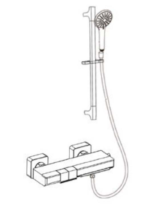 Coloană de duș Acp cu afișaj digital al temperaturii și butoane mecanice argintii