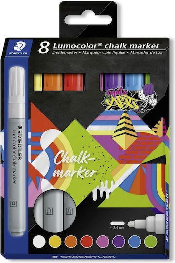 Staedtler Lumocolor Σετ Μαρκαδόροι Πολύχρωμοι Υγρής Κιμωλίας 8τμχ