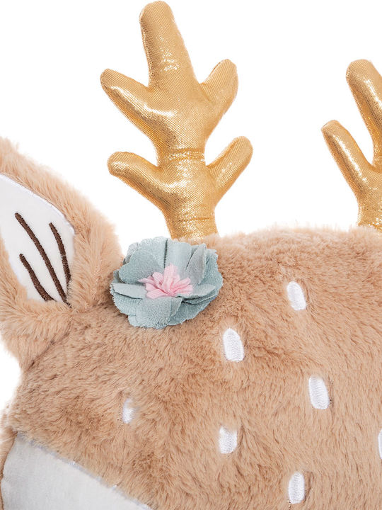 Atmosphera Weihnachtsdekoratives Kissen Hirsch Rund Beige 12cm