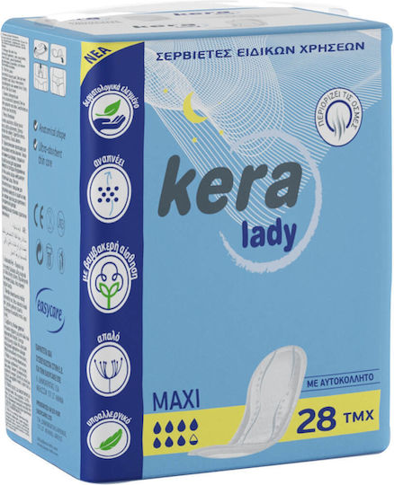 Kera Lady Maxi Women's Incontinence Pad Heavy Flow 7.5 Drops 28pcs