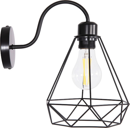 HomeMarkt Milid Leuchte Wand mit Fassung E27 Schwarz 20cm