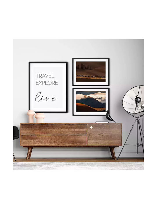 Quote Poster Travel Explore Live Pst25186 21cm X 30cm White PVC Frame