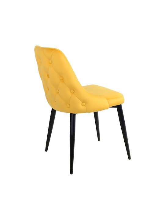 Zedna Dining Room Velvet Chair Yellow Velvet 51x58x84cm