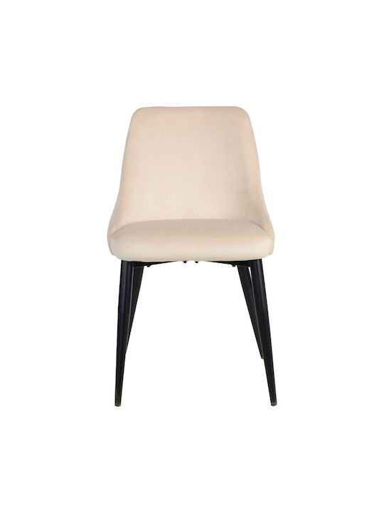 Zedna Dining Room Velvet Chair Beige Velvet 51x58x84cm