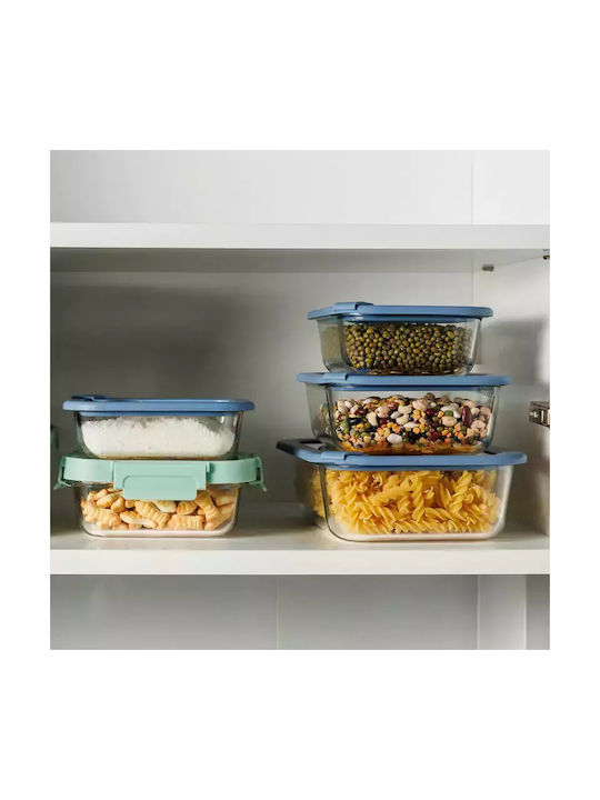 Estia Microwave Glass Lunch Box Colorseal Blue 370ml