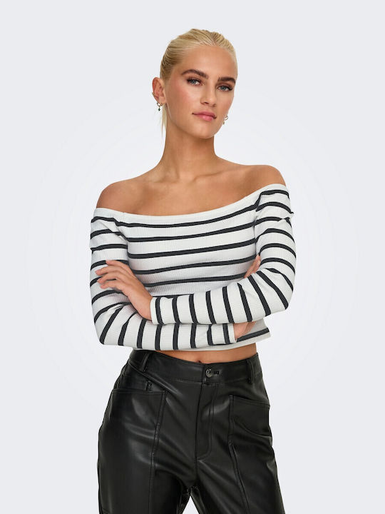 Life Women's Blouse Off-Shoulder Striped White
