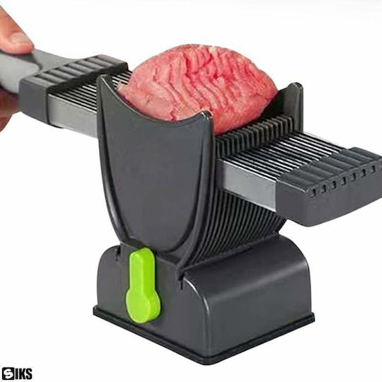 Professional Meat Slicer Siks Manual Portable Multiple Stainless Steel Blades Adjustable Thickness 2-4mm Strips Slices Cubes Meat Includes Suction Cup Stability Stand Brush Gray