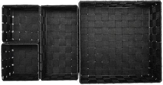 Estia Καλάθι Αποθήκευσης Υφασμάτινο Μαύρο 13x13x9cm 4τμχ