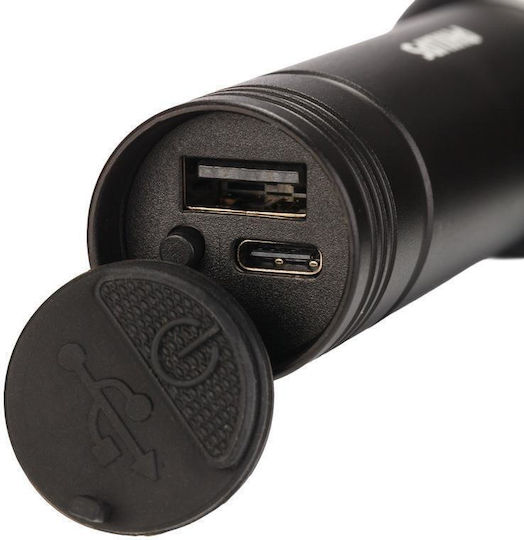 Philips Lumină de lucru și de sit, cu baterie Lanternă LED IPX4 cu Luminozitate Maximă 400lm Negru