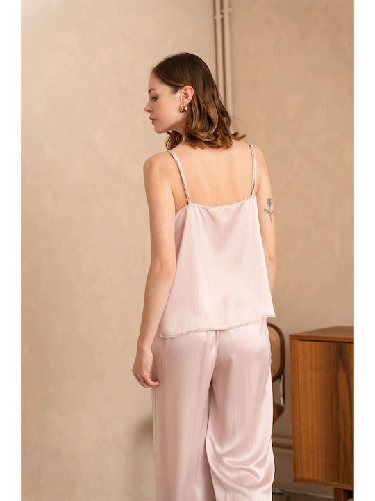 Damen Bluse Ärmellos Pink