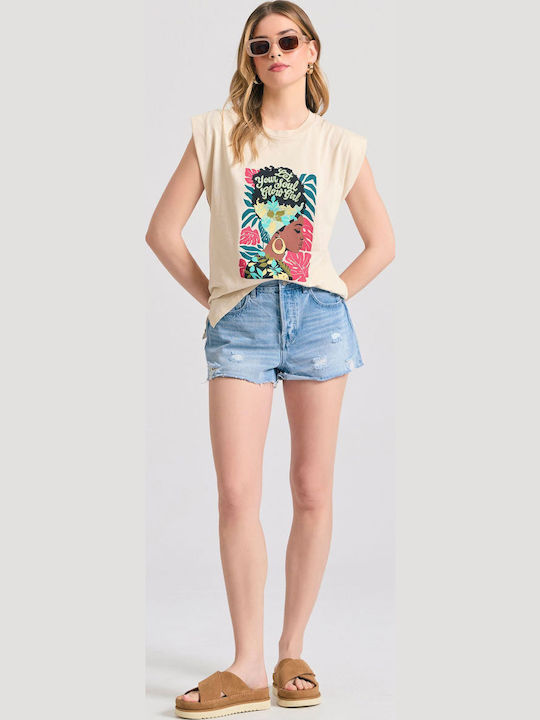 Γυναικείο T-shirt Μπεζ