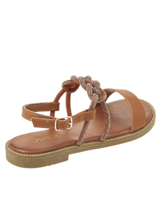 Damen Flache Sandalen Braun