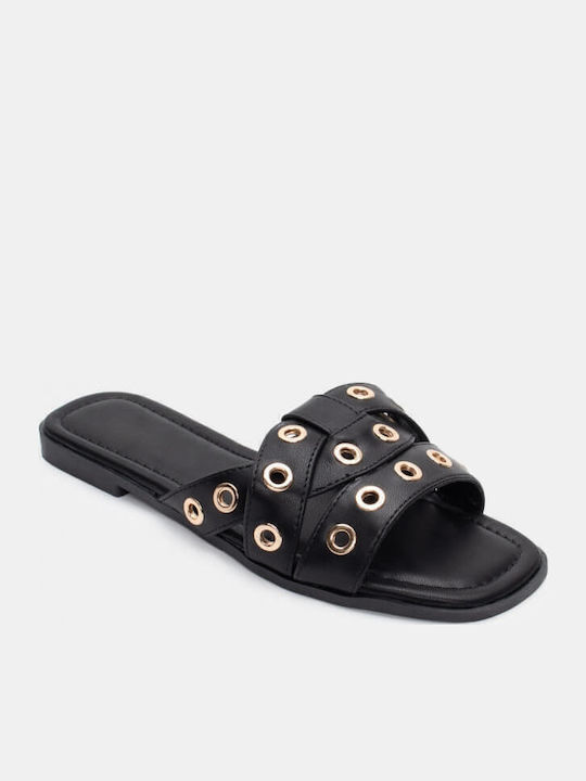 Women's Flat Sandals in Black Color