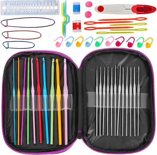 50-Piece Crochet Set In Eco-Leather Case A Perfect Gift For Crochet Embroidery Enthusiasts