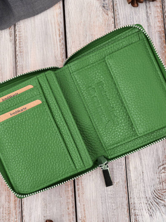 Leder Damen Geldbörse mit RFID Grün