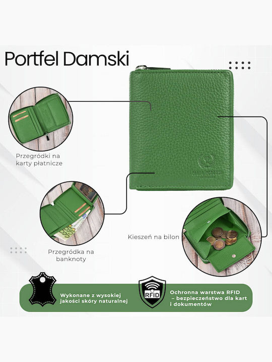 Leder Damen Geldbörse mit RFID Grün