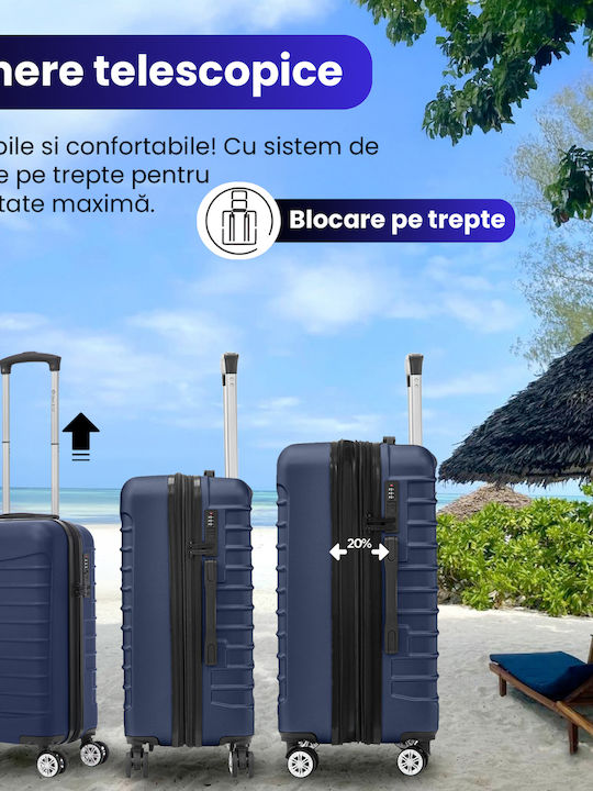 Quasar Travel Suitcases Hard Navy Blue with 4 Wheels