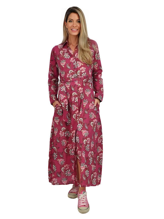 Maxi Shirt Dress Burgundy
