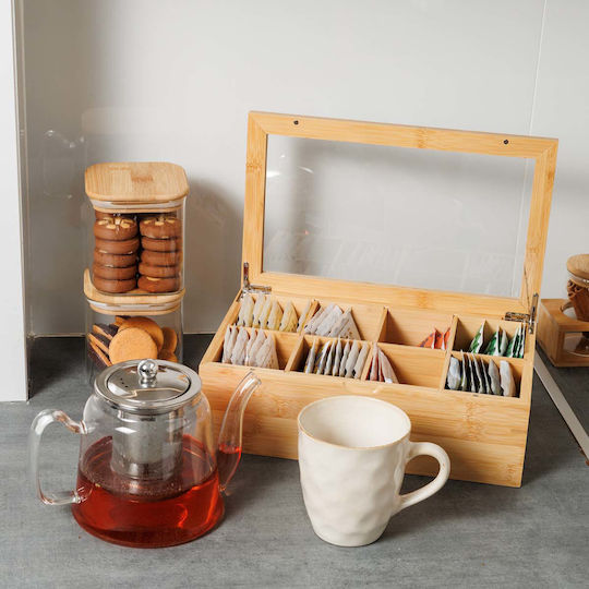 Estia Box for Coffee / Sugar / Tea with Wooden Lid Brown 19x9x31cm