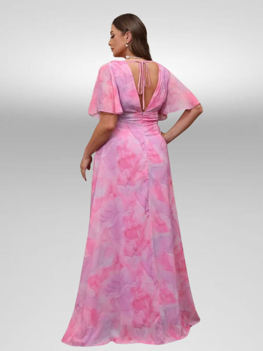Maxi Dress for Wedding Christening Open Back Dreamly Pink