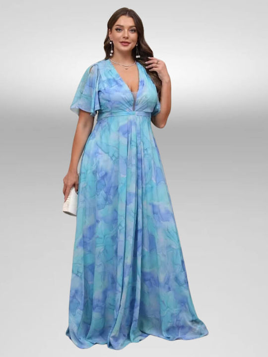 Maxi Φόρεμα για Γάμο / Βάπτιση Εξώπλατο Dreamly Blue