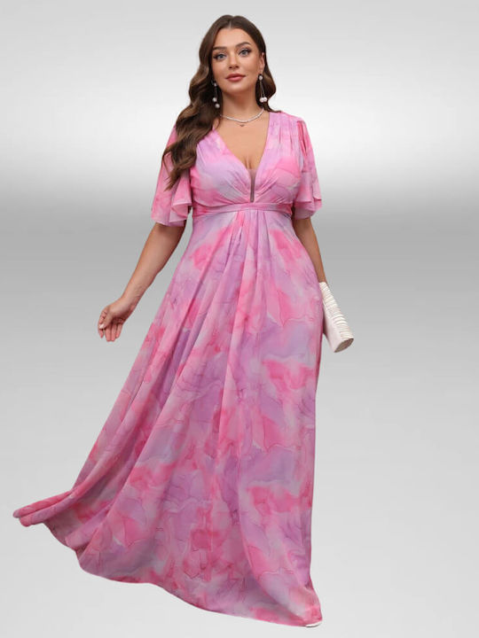 Maxi Dress for Wedding Christening Open Back Dreamly Pink