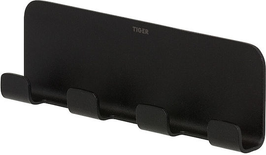 TIGER Άγκιστρο Μπάνιου 4 Θέσεων με Βίδες 15.4x15.5cm Μαύρο TIGER Άγκιστρο Μπάνιου 4 Θέσεων με Βίδες 15.4x15.5cm Μαύρο