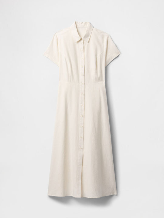 Sommer Midi Hemdkleid Off-White