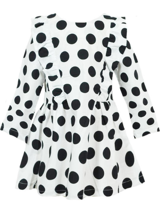 Kinderkleid Langärmelig Polka Dot Black and white