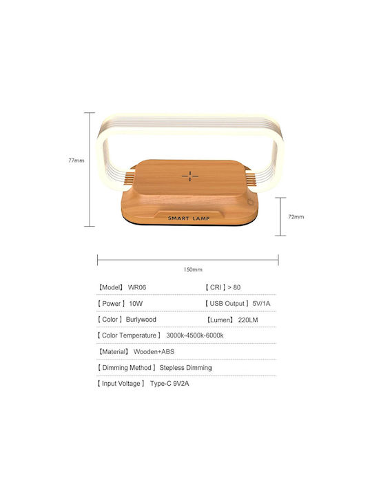Lampă de noptieră cu încărcător wireless 10W Lexium
