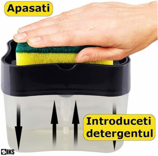 Dispenser Bucătărie Plastic cu Suport pentru Burete Transparent 380ml