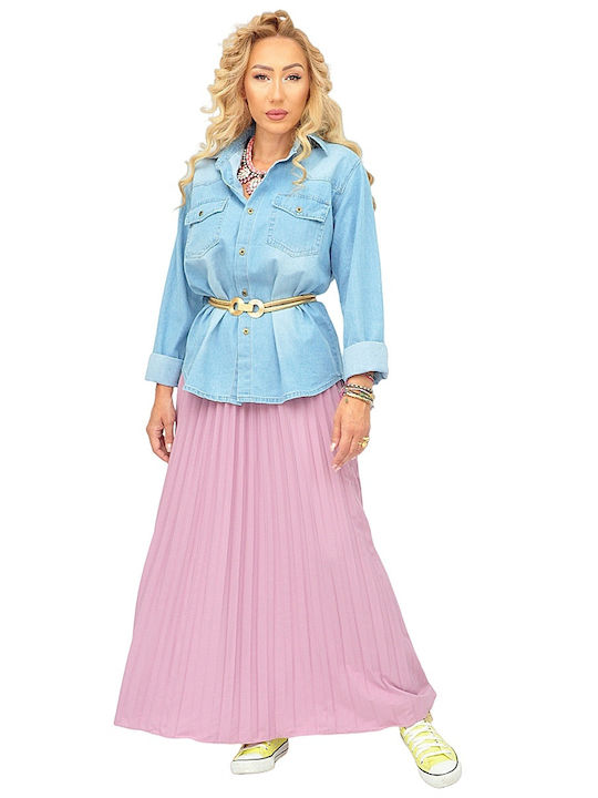 Langärmelig Damen Denim Hemd Blue