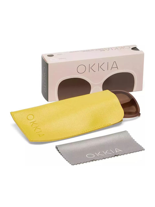 Okkia Anna Γυναικεία Γυαλιά Ηλίου με Καφέ Ταρταρούγα Κοκκάλινο Σκελετό και Καφέ Ντεγκραντέ Φακό