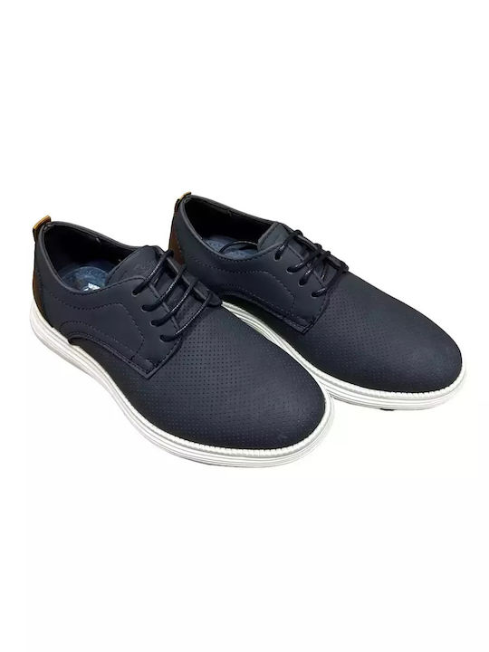 Boys PU Leather Moccasins with Laces Blue