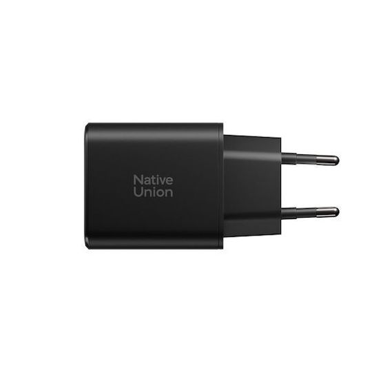 Native Union Φορτιστής Χωρίς Καλώδιο GaN με Θύρα USB-A και Θύρα USB-C 45W Power Delivery Μαύρος