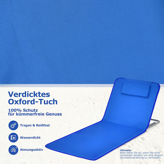 Costway Foldable Aluminum Beach Sunbeds Blue with Pillow 151x55.5x27cm 2pcs