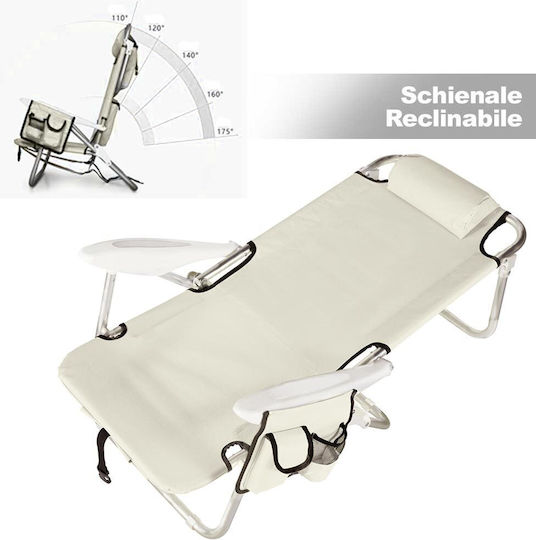 Bakaji Small Chair Beach Aluminium with High Back Beige