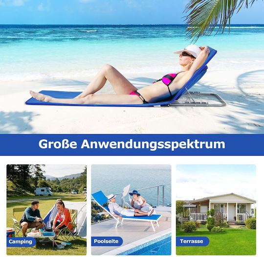 Costway Foldable Aluminum Beach Sunbeds Blue with Pillow 151x55.5x27cm 2pcs