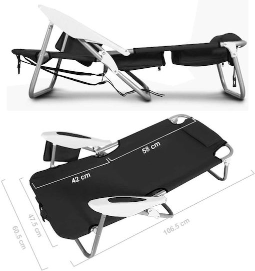 Bakaji Small Chair Beach Aluminium with High Back Black