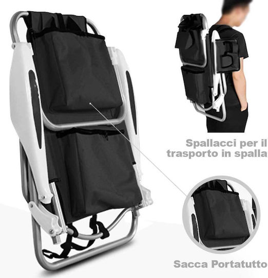 Bakaji Small Chair Beach Aluminium with High Back Black