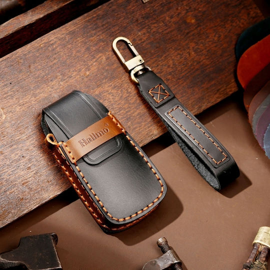 Hallmo Car Cowhide Leather Key Cover Key Case Audi A6l A8l A4 A7 A5 B Style Black