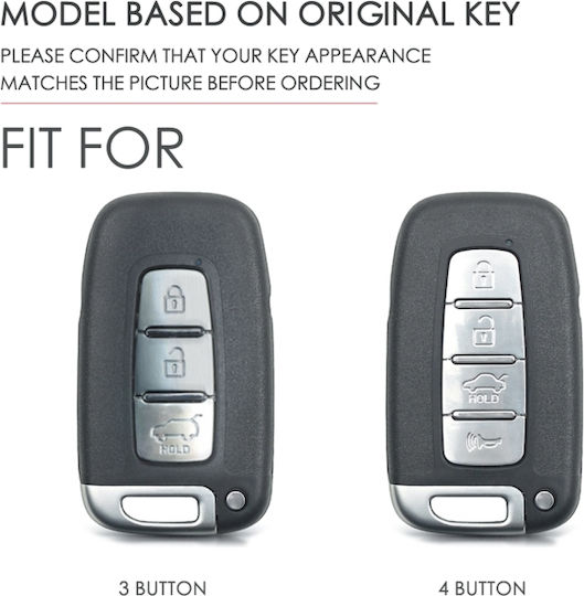 Hallmo Car Cowhide Leather Protective Key Cover Case Hyundai Start Black 4 Buttons