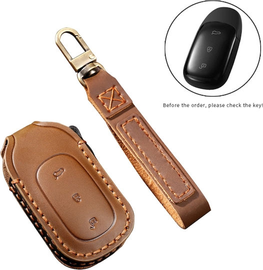 Hallmo Car Cowhide Leather Protective Key Cover Case for Mazda Axela 2 Buttons Black