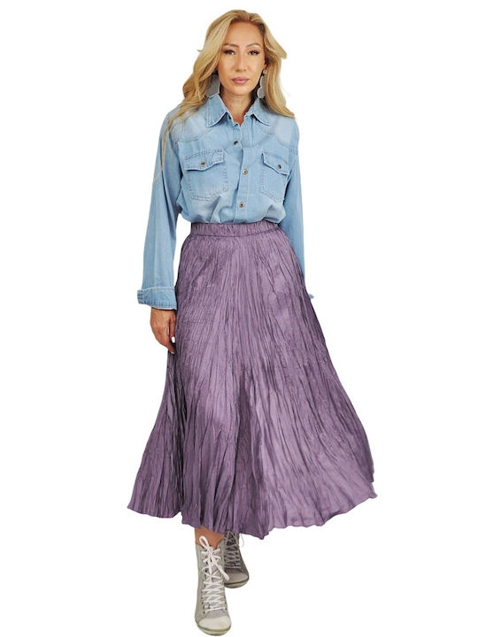 Satin High-waisted Maxi Skirt Purple