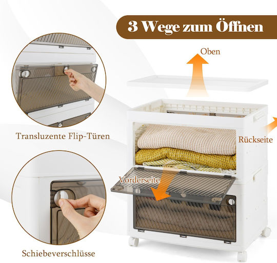Costway Kunststoff Aufbewahrungsbox mit Rollen und Deckel 126Es 3Stück