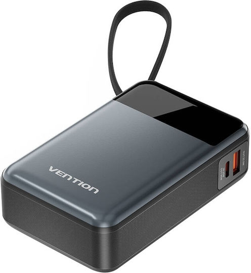 Vention Power Bank 20000mAh 65W με Θύρα USB-A και Θύρα USB-C Μαύρο
