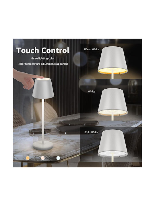 Table Lamp LED with White Shade and Base